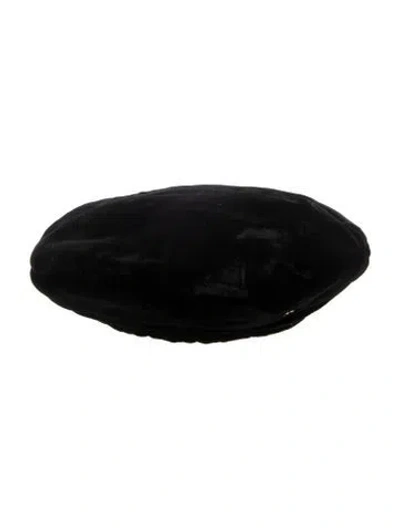 Pre-owned Chanel Cc Velvet Beret In Black