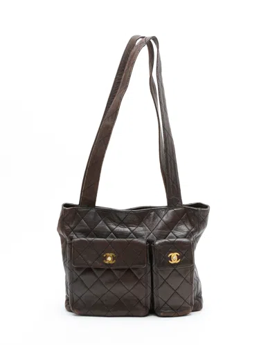 Pre-owned Chanel Cc Vintage Tote Bag In Brown