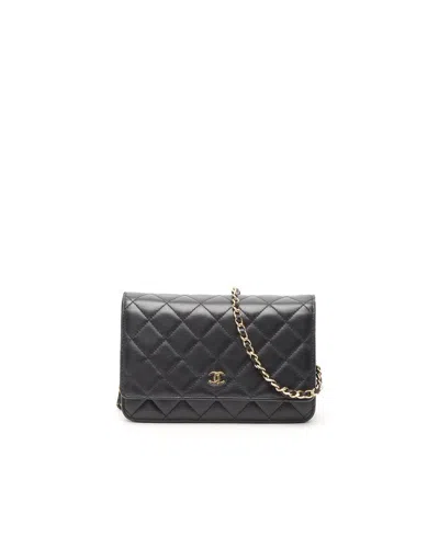 Pre-owned Chanel Cc Wallet On Chain Bag In Black