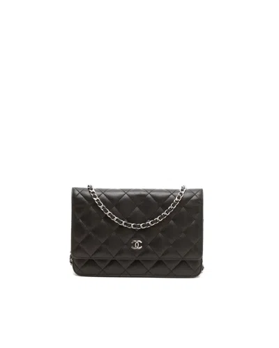 Pre-owned Chanel Cc Wallet On Chain Bag In Black