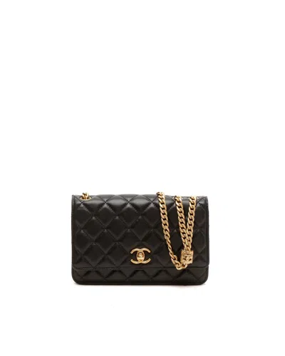 Pre-owned Chanel Cc Wallet On Chain Bag In Black