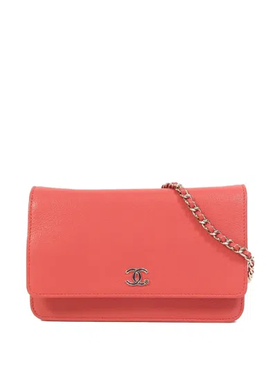 Pre-owned Chanel Cc Wallet On Chain Cross Body Bag In Red