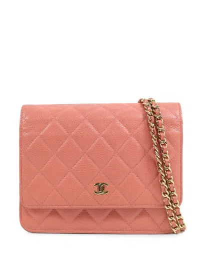 Pre-owned Chanel Cc Wallet On Chain Turn-lock Shoulder Bag In Pink