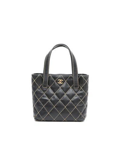 Chanel Cc Wild Stitch Tote Bag In Black