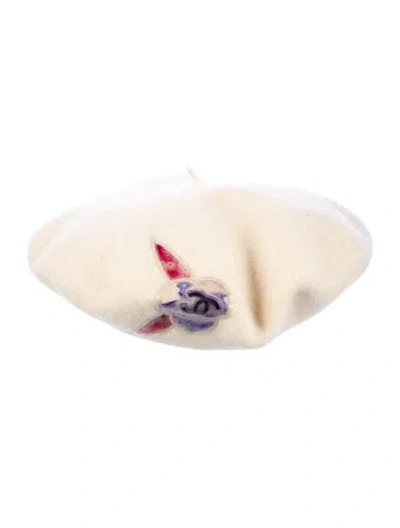Pre-owned Chanel Cc Wool Beret In Neutral