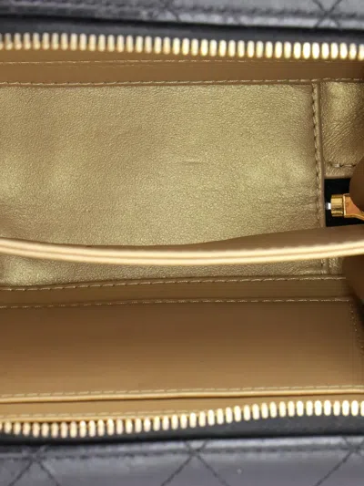 Pre-owned Chanel Cc Zip Around Clutch With Chain Quilted Metal And Lambskin Small Crossbody Bag In Black