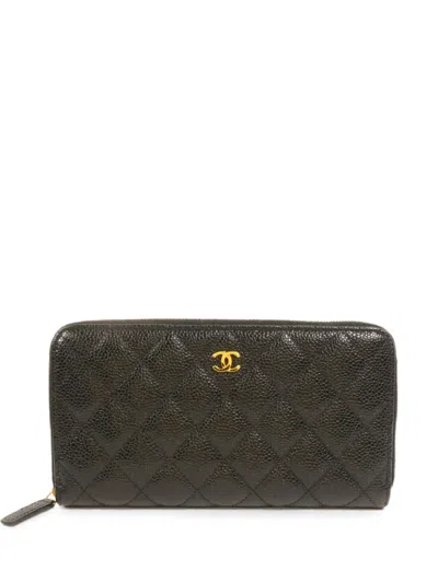 Pre-owned Chanel Cc Zipped Long Wallet In Black