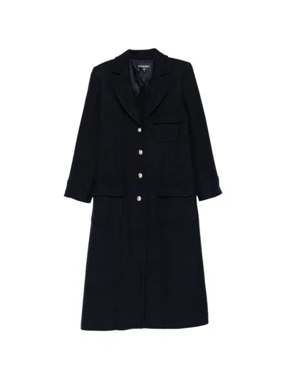Pre-owned Chanel Cc-button Coat In Blue