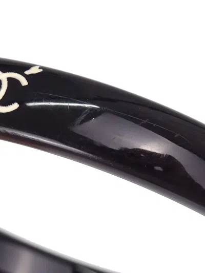 Pre-owned Chanel Cc-logo Bangle Bracelet In Black