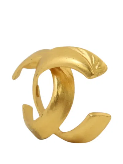 Pre-owned Chanel Cc-logo Brooch In Gold