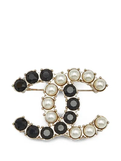 Pre-owned Chanel Cc-logo Brooch In Gold