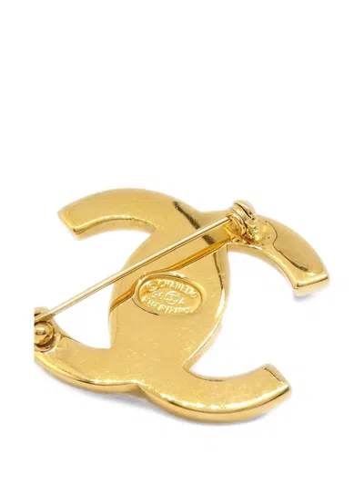 Pre-owned Chanel Cc-logo Brooch In Gold