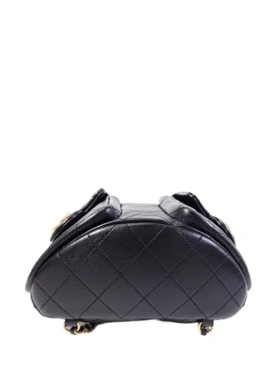 Pre-owned Chanel Cc-logo Diamond-quilted Backpack In Black
