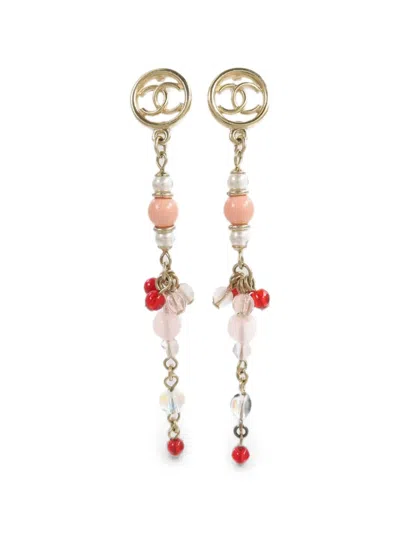 Pre-owned Chanel Cc-logo Drop Earrings In Gold