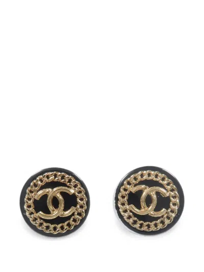 Pre-owned Chanel Cc-logo Earrings In Black