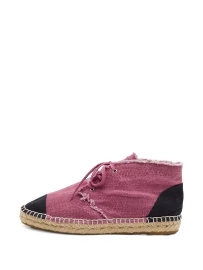 Pre-owned Chanel Cc-logo Espadrille Sneakers In Pink