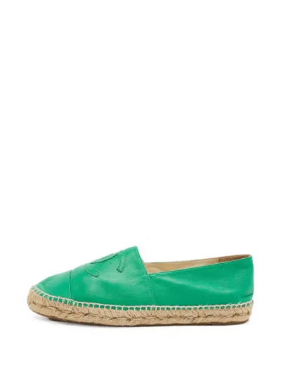 Pre-owned Chanel Cc-logo Espadrilles In Green