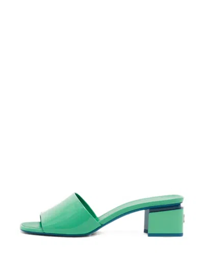 Pre-owned Chanel Cc-logo Leather Sandals In Green