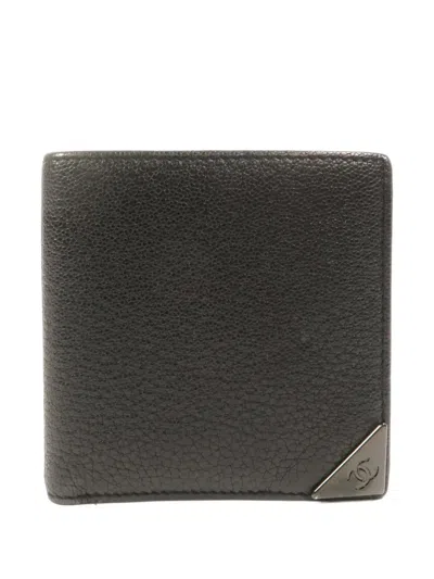 Pre-owned Chanel Cc-logo Leather Wallet In Black