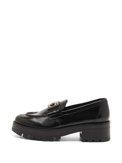 Pre-owned Chanel Cc-logo Loafers In Black