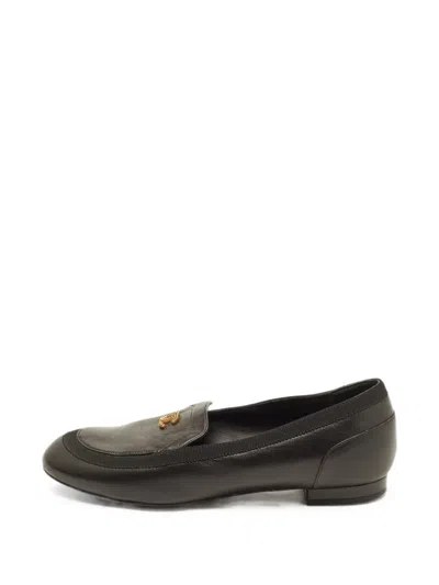 Pre-owned Chanel Cc-logo Loafers In Black