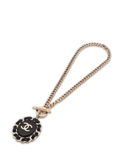 Pre-owned Chanel Cc-logo Pendant Necklace In Pink