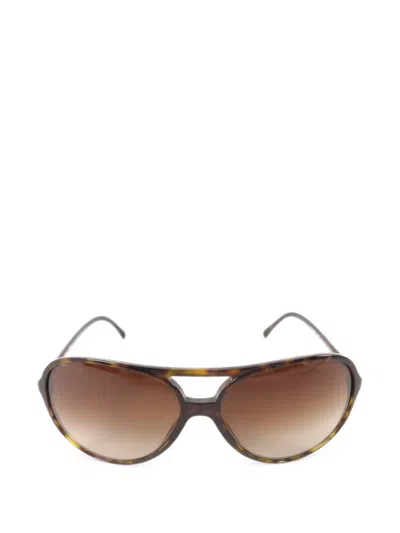 Pre-owned Chanel Cc-logo Pilot-frame Sunglasses In Brown