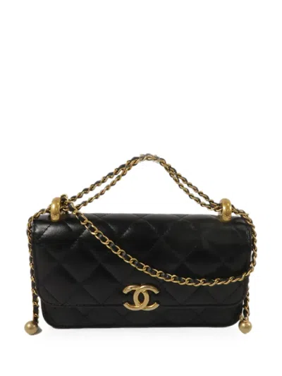 Pre-owned Chanel Cc-logo Quilted Shoulder Bag In Black