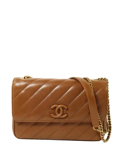 Pre-owned Chanel Cc-logo Turn-lock Shoulder Bag In Brown