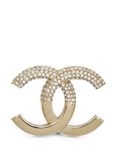 Pre-owned Chanel Cc-motif Brooch In Gold