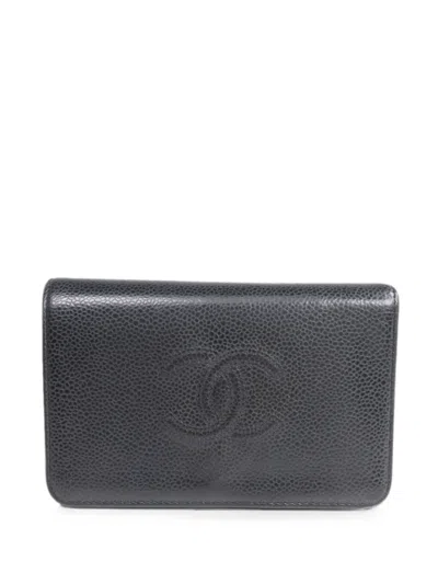 Pre-owned Chanel Cc-stitched Wallet In Black