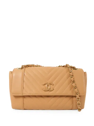 Pre-owned Chanel Cc-turn-lock Shoulder Bag In Neutrals