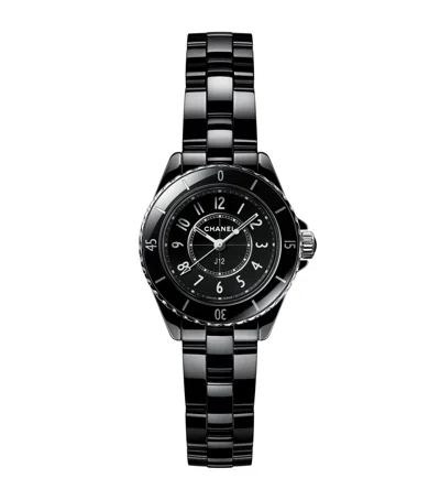 Chanel Ceramic And Steel J12 Watch In Black