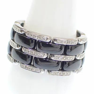 Pre-owned Chanel Ceramic Gold (18k) Band Ring () In Black