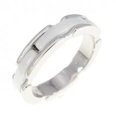 Pre-owned Chanel Ceramic Gold (18k) Band Ring () In Silver