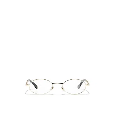 Chanel Ch2228h Oval-frame Metal Optical Glasses In Black
