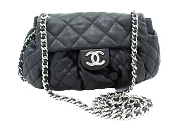 Pre-owned Chanel Chain Around Black Leather Shoulder Bag ()