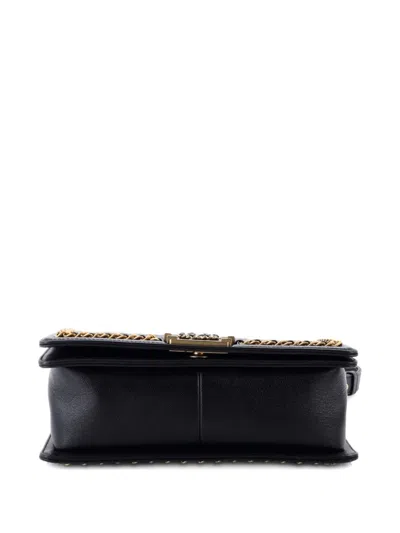 Pre-owned Chanel Chain Around Boy Flap Bag Quilted Caviar Old Medium Shoulder Bag In Black