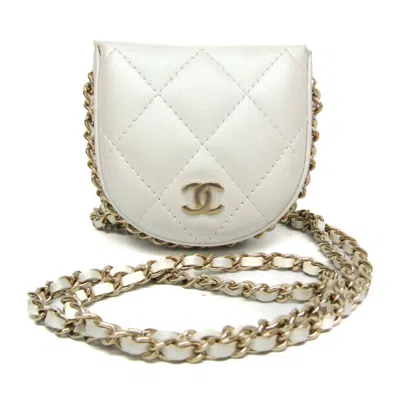 Pre-owned Chanel Chain Around Coin Purse With Chain Quilted Caviar White Leather Shoulder Bag Bag ()
