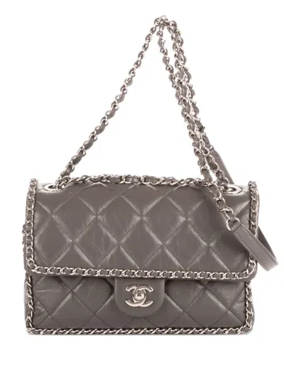 Pre-owned Chanel Chain-around Single Flap Shoulder Bag In Gray
