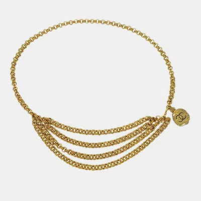 Pre-owned Chanel Chain Belt Medallion Gold 94a Small