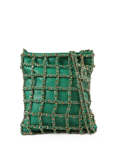 Pre-owned Chanel Chain Cage Cc Tote Bag In Green