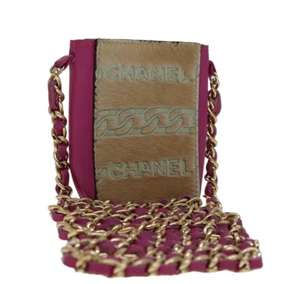 Pre-owned Chanel Chain Cigarette Case Leather Leather Clutche & Pouche Bag () In Pink