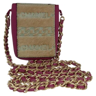 Pre-owned Chanel Chain Cigarette Case Pony Hair And Leather Leather Clutche & Pouche Bag () In Pink