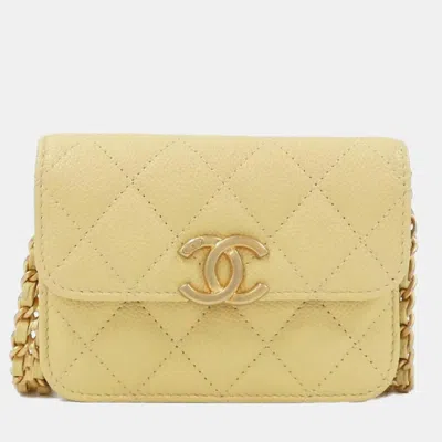 Pre-owned Chanel Chain Clutch In Yellow