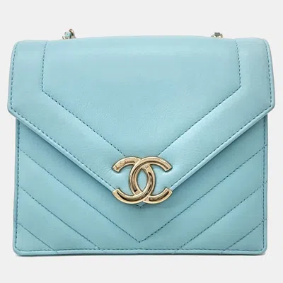 Pre-owned Chanel Chain Crossbody Bag In Blue