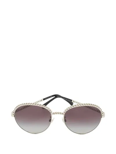 Pre-owned Chanel Chain-detail Sunglasses In Silver