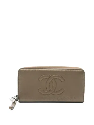 Pre-owned Chanel Chain-detail Zip Wallet In Green