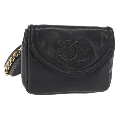 Pre-owned Chanel Chain Envelope Belt Bag Quilted Calfskin Black Leather Clutche & Pouche Bag ()