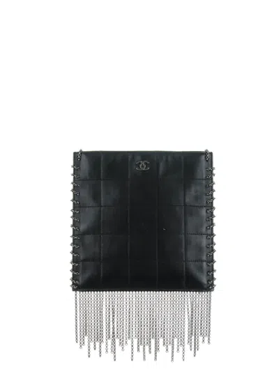 Pre-owned Chanel Chain-fringe Leather Crossbody Bag In 黑色